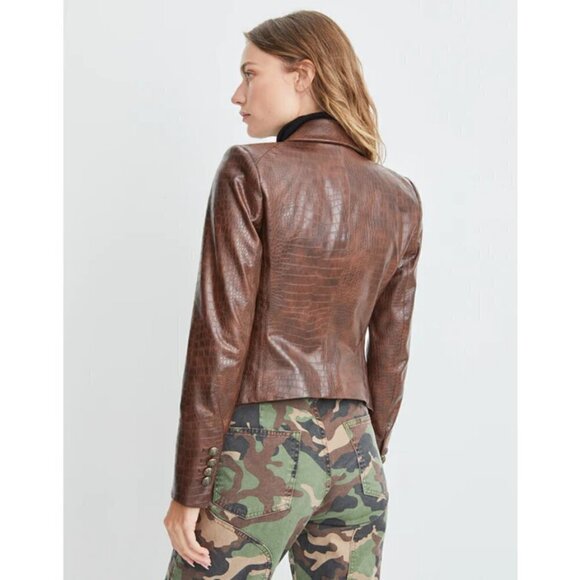 💕VERONICA BEARD💕 Cooke Vegan-Leather Dickey Jacket ~ Chicory Brown 2 NWT - Picture 2 of 16